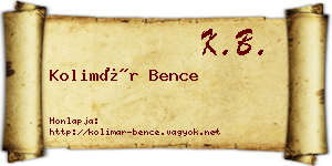 Kolimár Bence névjegykártya